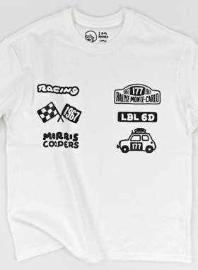 I AM MOMO原创MINI周边蒙特卡洛52拉力赛车177印花重磅短袖t恤