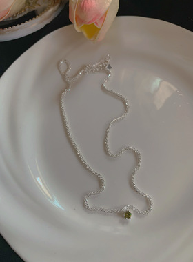 「人鱼泪」小众轻奢复古绿色宝石925银超闪项链不掉色气质锁骨链