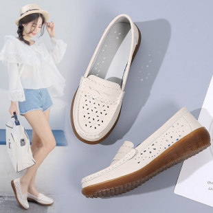 女士真皮豆豆鞋时尚单鞋韩版软底懒人鞋子女夏季2023新款女鞋百搭