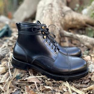 RRL小贝靴油皮工装 固特异手工定制复刻 boots 靴牛皮底鞋 Julian