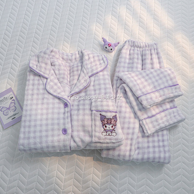 珊瑚绒小海狸露比loopy睡衣女款秋冬季加厚加绒冬天韩版ins家居服