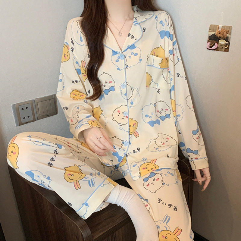 新款春秋季双长袖睡衣女开衫套装休闲卡通牛奶丝家居服网红女,女士内衣/男士内衣/家居服,睡衣/家居服套装,淘宝优惠券,粉丝福利购,淘宝优惠卷