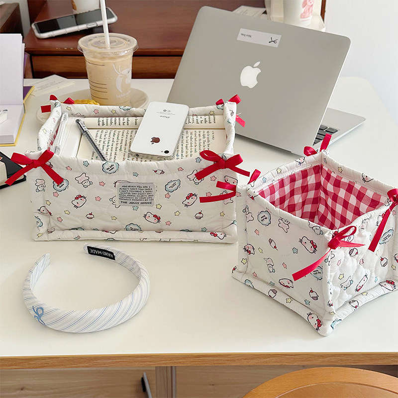 可爱收纳筐ins手工绗缝置物筐大容量桌面整理收纳盒杂物收纳篮,收纳整理,收纳筐,淘宝优惠券,粉丝福利购,淘宝优惠卷