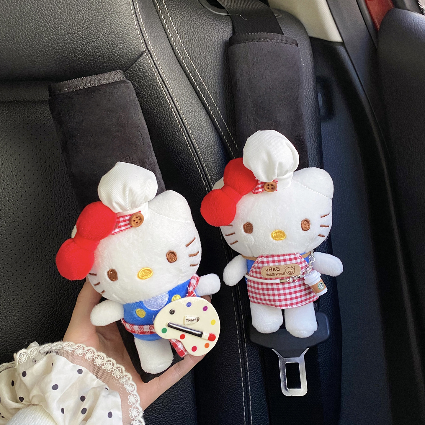 可爱猫咪安全带护肩套装饰汽车保护套防磨衣服玩偶保险带四季通用