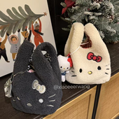 可爱猫咪包包女款 毛绒手提包韩系百搭通勤包上新杂物小拎包菜篮子