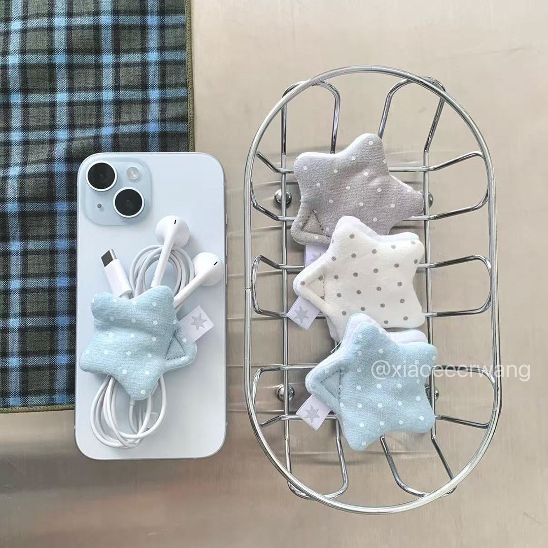 数据线收纳波点星星理线器固定器桌面充电线有线耳机卷线器束线带