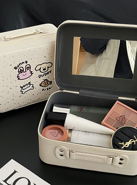 化妆包女带镜子便携式大容量手提化妆箱旅行洗漱包化妆品收纳包