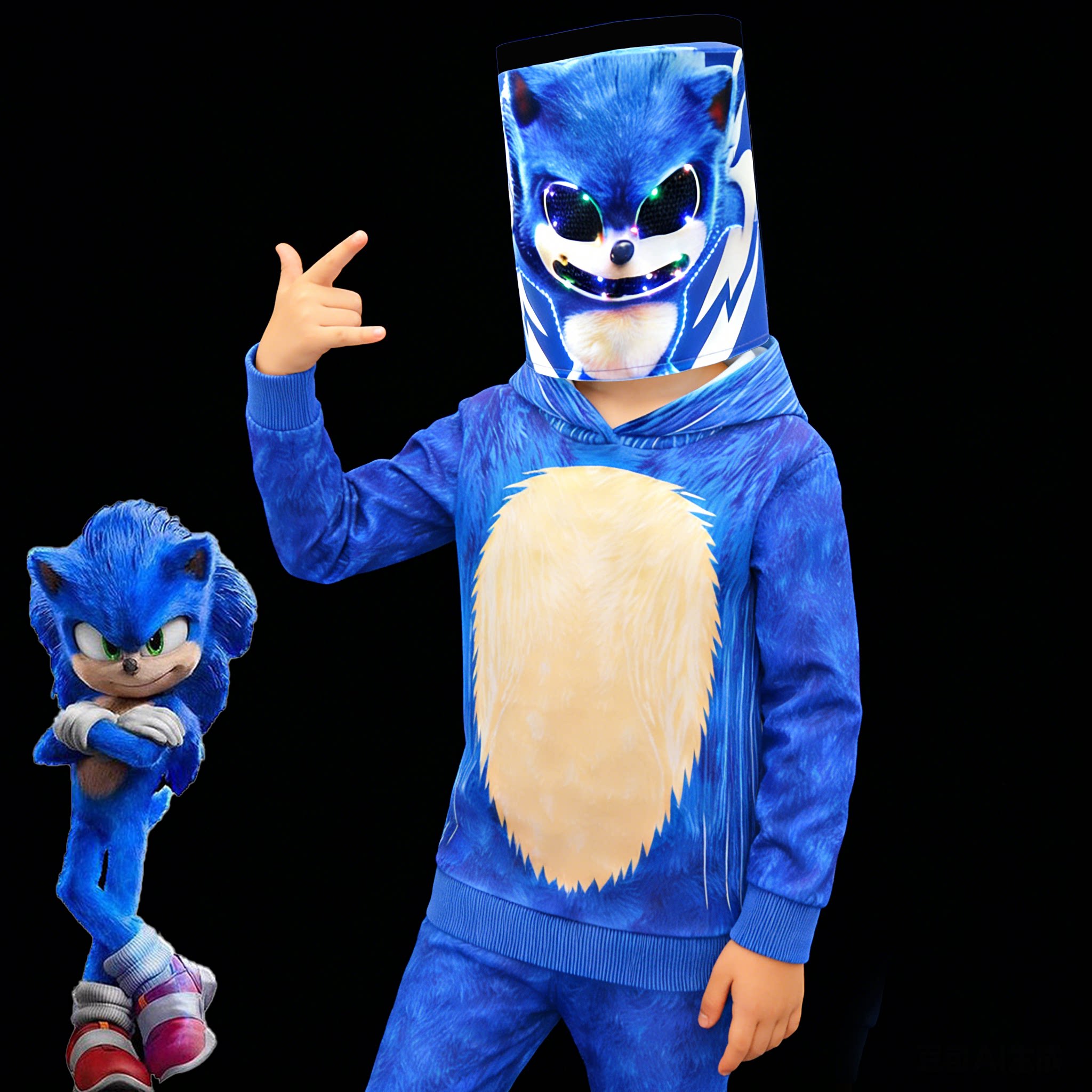 万圣节cosplay服装索尼克刺猬索尼克速度青年卫衣蓝色角色扮演服