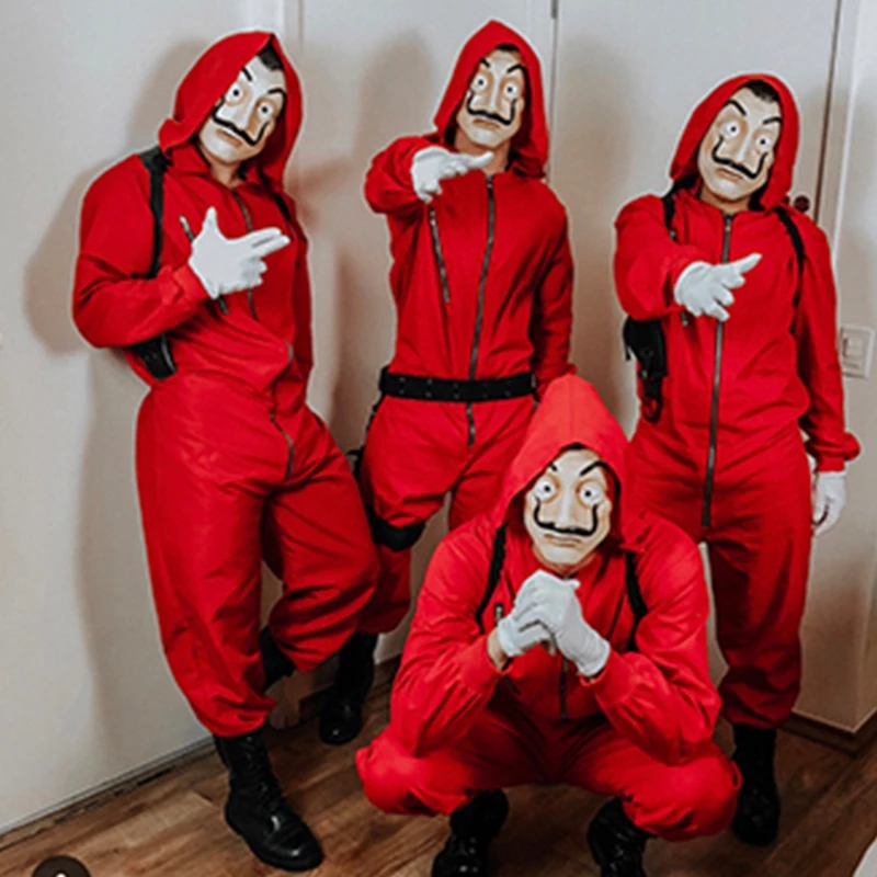 万圣节服装纸钞屋money heist cosplay服达利cos服红色连体衣-封面