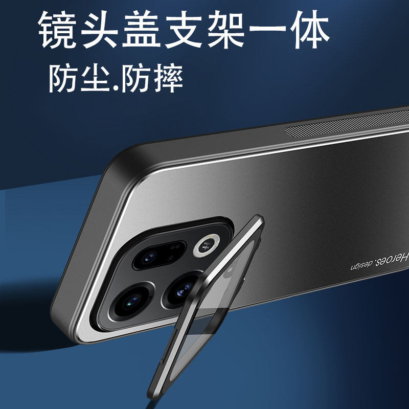 适用oppofindx9pro手机壳新款oppofindx9带镜头盖支架oppofindx9镜头镜头findx9pro金属背板硬壳软边框保护套