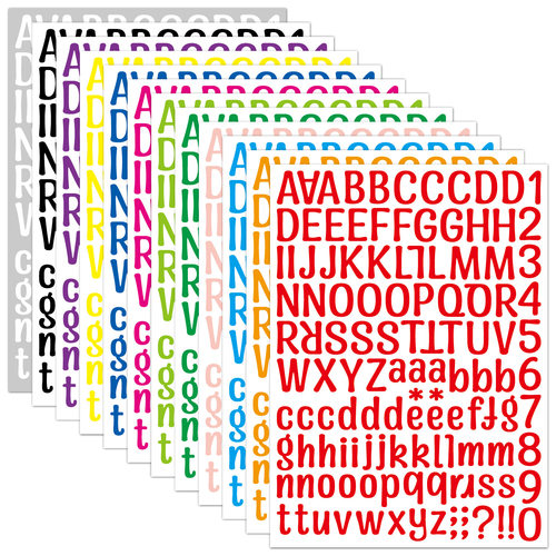 1英寸英文字母贴纸数字贴画素材