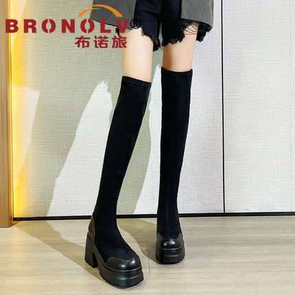 过膝靴女小个子超高跟长筒靴2026秋季新款弹力瘦瘦靴配裙袜子长靴