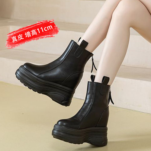 【爆款】内增高马丁靴真皮短靴