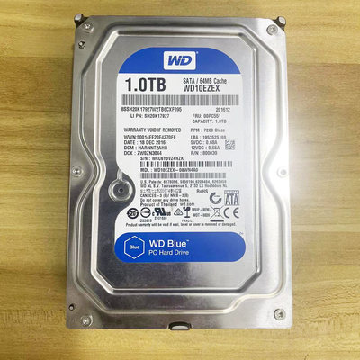 WD/西部数据 WD10EZEX 1T台式机机械硬盘 西数1TB电脑硬盘单碟64M