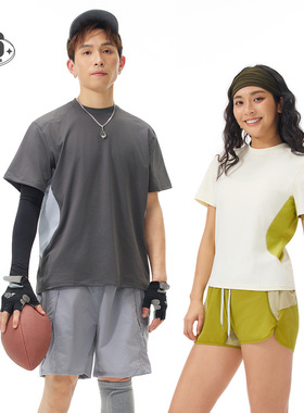 特价清仓不退换拼接撞色透气速干运动圆领T恤男女夏季短袖TS6231