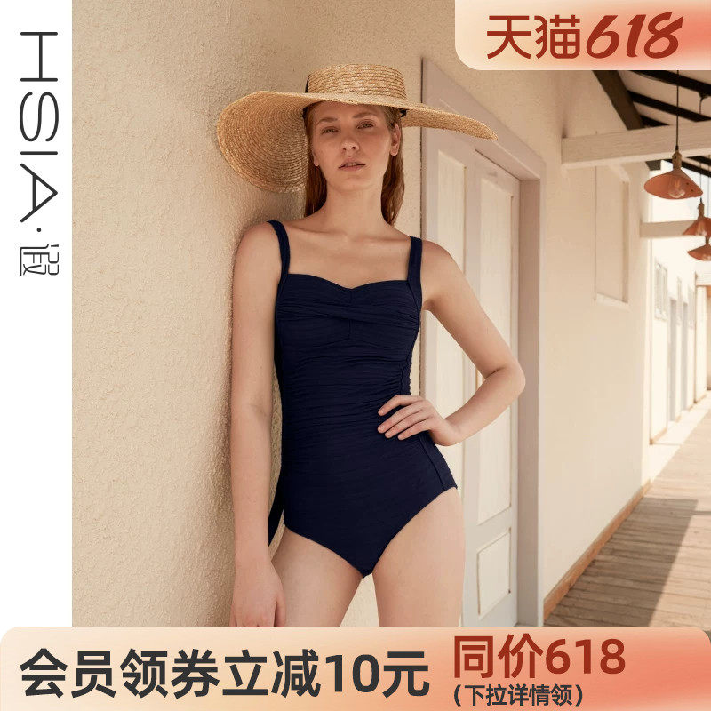 遐【遮肚显瘦】连体泳衣女游泳馆微胖mm保守大胸显小泳衣女泡温泉