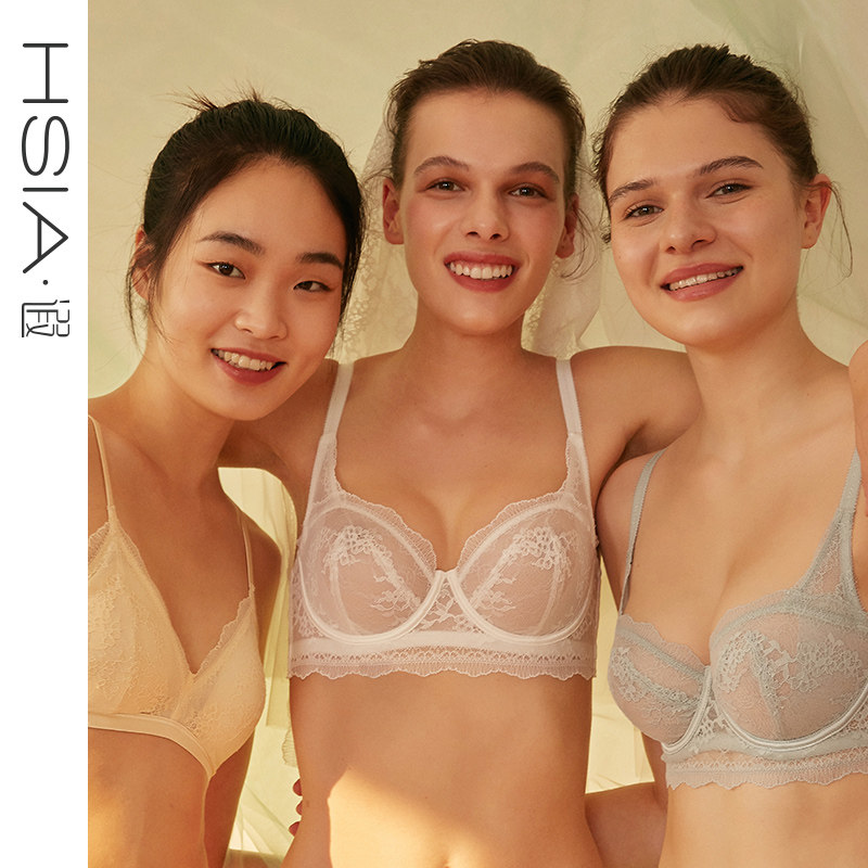 【婚纱蜜语】遐法式阳台杯内衣女微聚拢蕾丝超薄大胸显小文胸罩