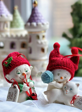 胖雪娃猫咪毛线铃铛摆件工艺品