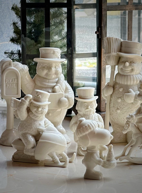 持续瓷生 白膜陶瓷报箱扫把雪人史努比格林奇胡桃夹子摆件瓷偶