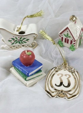 书苹果房子绿冬青调料罐描金