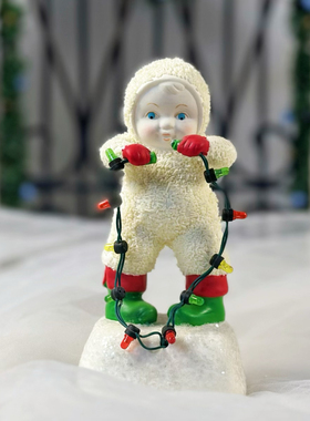 持续瓷生 出口尾货D56陶瓷雪娃雪宝宝绿鞋子红手套装饰摆件工艺品