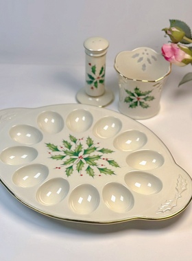 陶瓷描金绿冬青鸡蛋盘