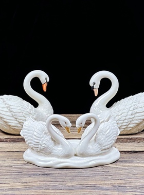 陶瓷Lenox天鹅浮雕创意烛台家居