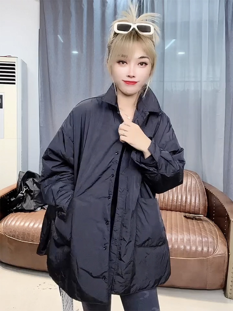 두꺼운 면 셔츠 여성 긴팔 디자인 틈새 겨울 지방 MM 2024 느슨한 유행 서양식 셔츠 재킷