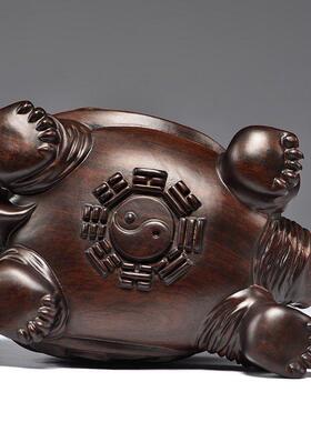 黑檀木雕金钱龟摆件木质乌龟家居办公室客厅玄关装饰摆设工艺礼品