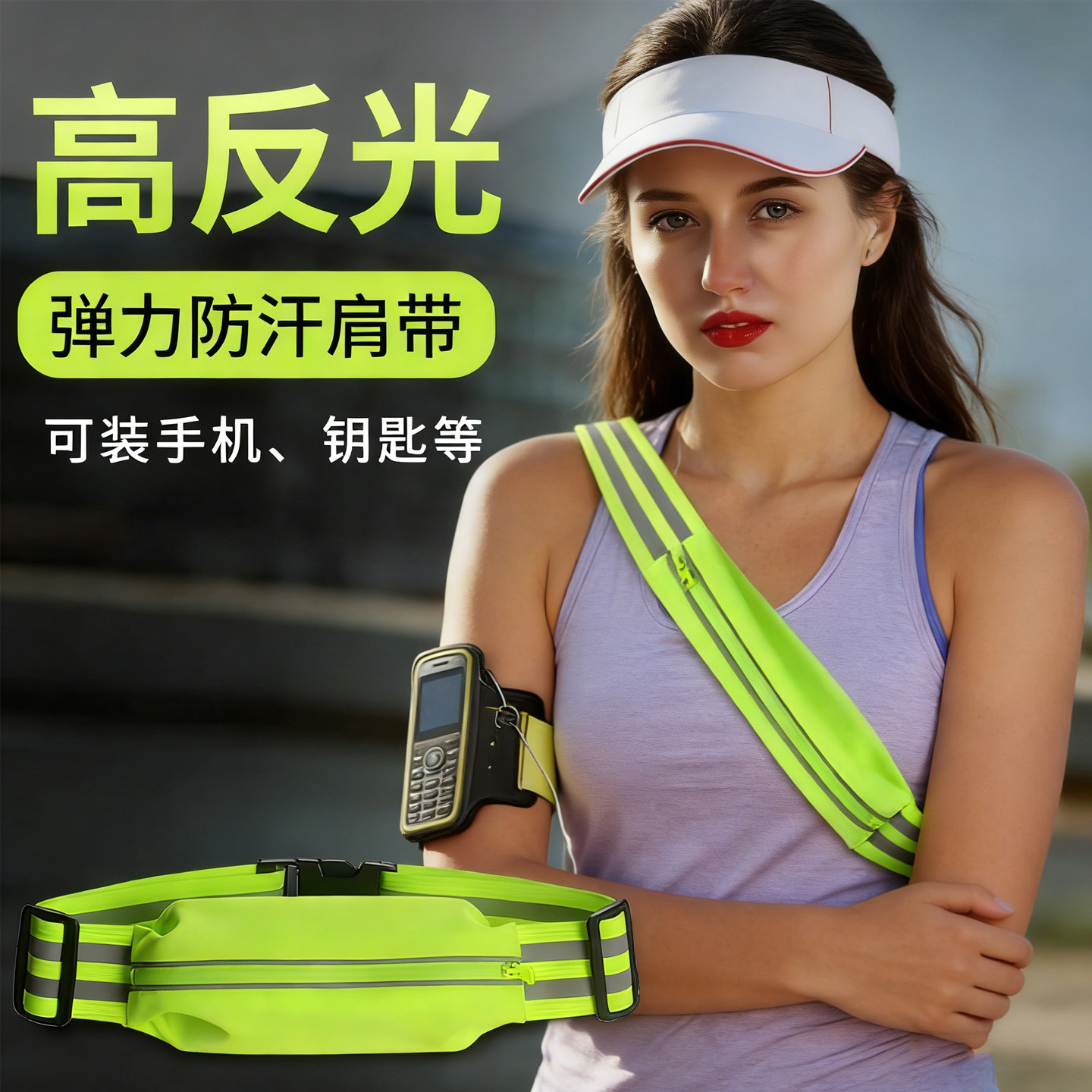 反光隐形安全腰包骑行跑步