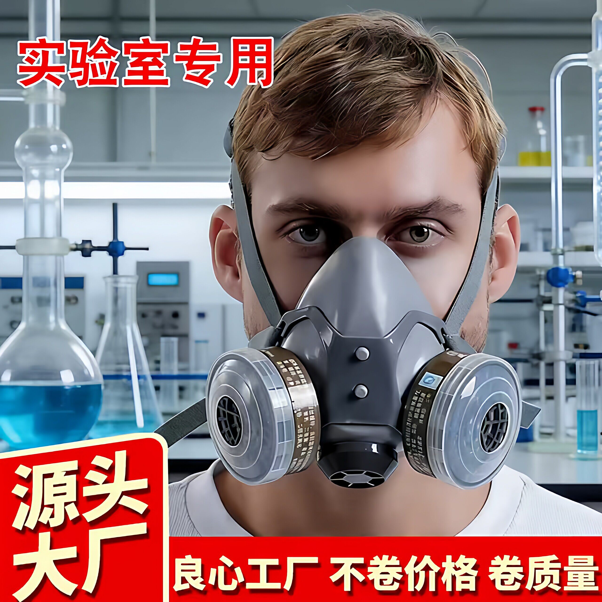 实验室专用活性炭防毒口罩化学有毒化工气体面罩防护甲醛防尘口罩