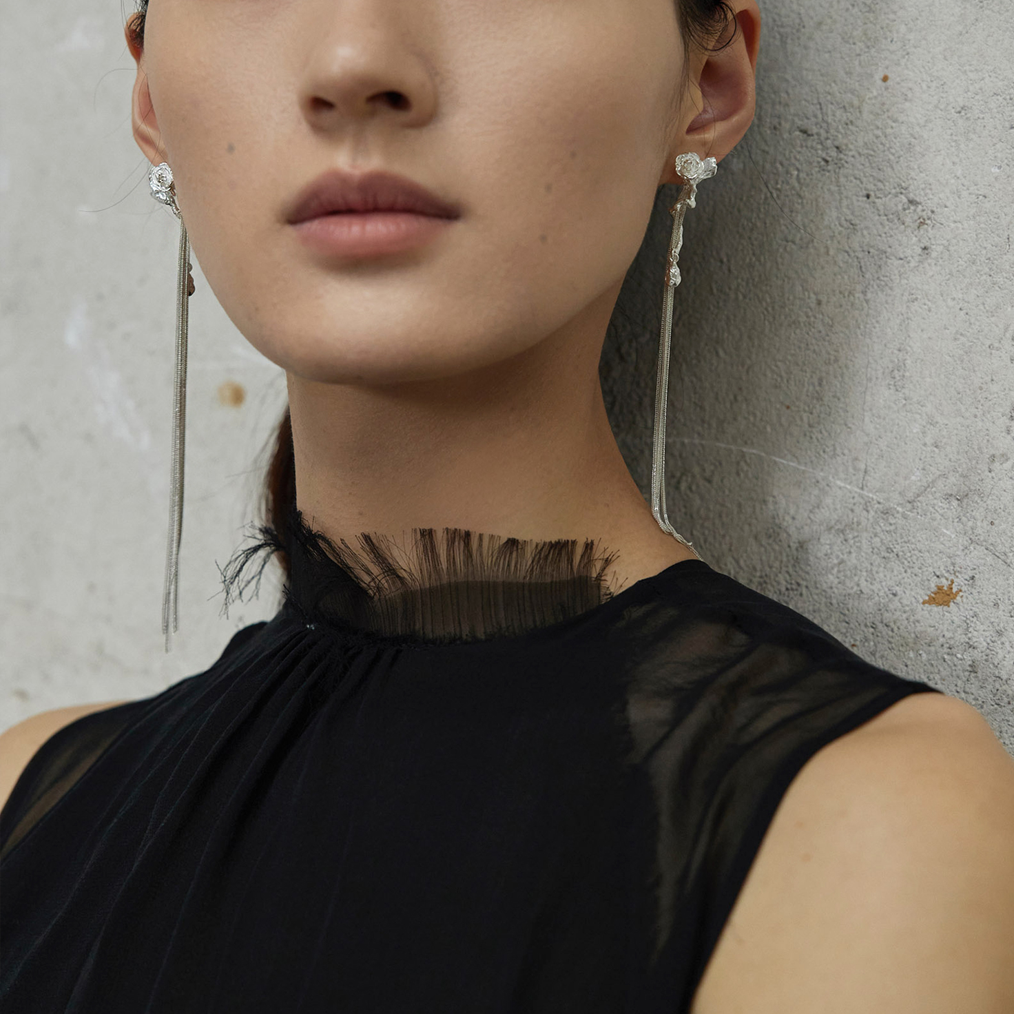 Cha 官方 | Aokinside 希影系列 玫瑰花枝耳环 925纯银