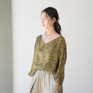 YOU真丝印花长袖 Cha 25春夏 Cortana 上衣 官方