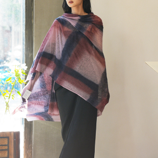 Cha 精选｜Botto Giuseppe 蓝粉混色渐染 意大利奢侈级披肩围巾