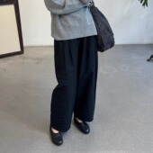 冷染棉麻金属丝斜纹四褶松紧腰长裤 Cha SIMO 25秋冬 官方 ATE