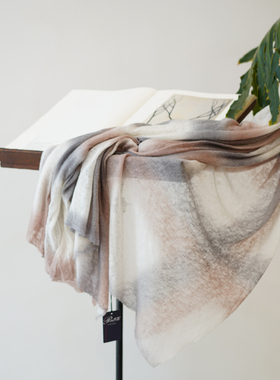 Cha 精选｜Botto Giuseppe 粉灰混色渐染 意大利奢侈级披肩围巾