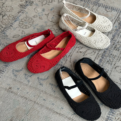 Cha 官方 | COTEMP 25春夏 Ceol knit手工钩针腰果花奶奶鞋