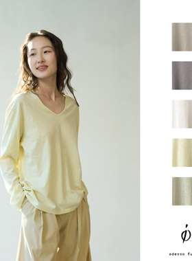 Cha 官方 | io adesso futura 25春夏 天然有机棉麻V领百搭长袖