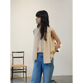 官方 Cortana Sister Cha 香槟色无袖 真丝上衣