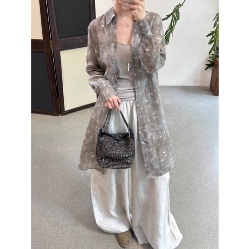Cha 官方 | Cortana 25早春 Rami shirt 手工印花苎麻中性长衬衫