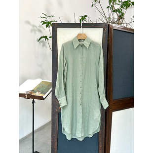 Cha 官方 | Cortana Rami 海水绿苎麻中长款衬衫