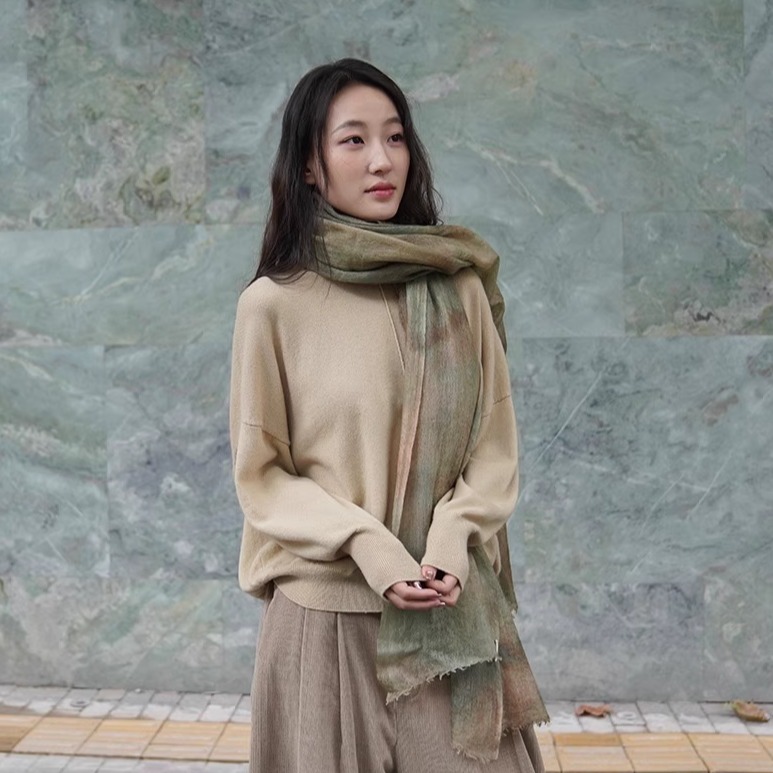 Cha官方 | Softheart 25秋冬 羊绒手工叠染软糯大号披肩围巾 多色