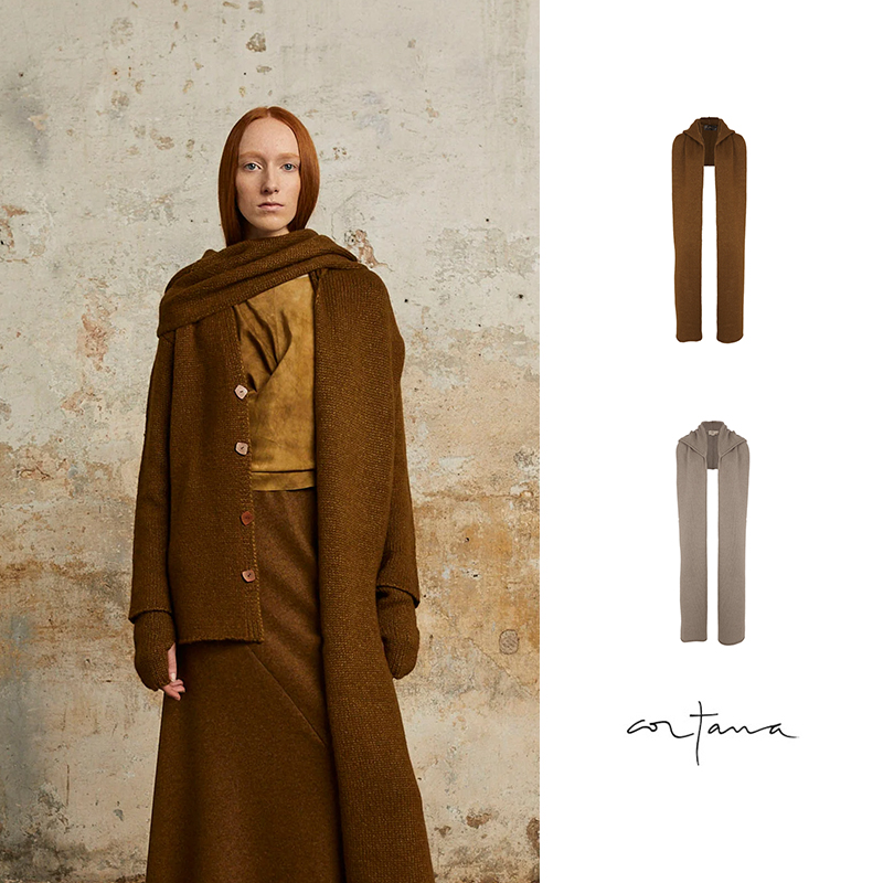 Cha | Cortana24秋冬CIRC 小羊驼真丝连帽围巾披肩 多色选