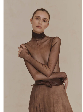 Cha 官方 | Cortana 25早秋 新色高领真丝打底 可可棕紫罗兰色