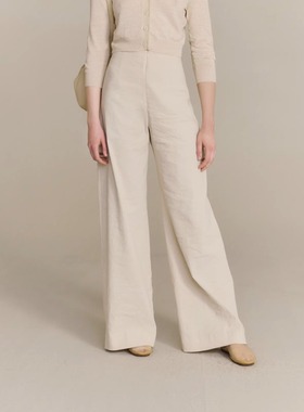 Cha官方 | Cortana 26早春 ARNE 亚麻粘纤混纺高腰弹力微喇长裤