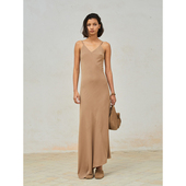 Cha Cortana SABRINA弹力真丝V领优雅吊带连衣裙