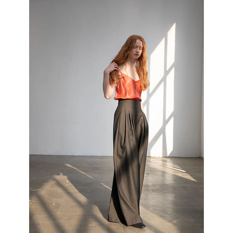 io深燕麦羊毛收腰阔腿裤Cha