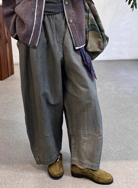 Cha 官方 | Aviva Jifei Xue 25春夏 墨染棉混纺茧型裤