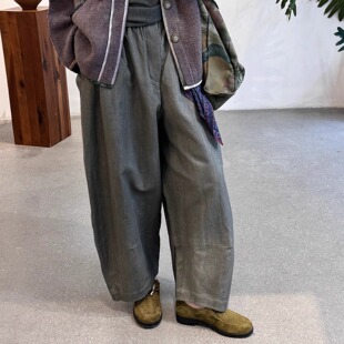 Jifei Aviva Xue 25春夏 Cha 墨染棉混纺茧型裤 官方