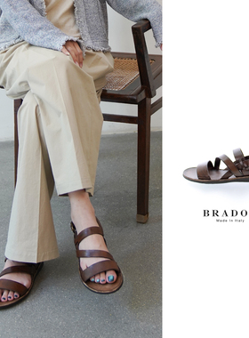 Cha 官方 | BRADOR MIA系列 意大利手工染色植鞣革 平底凉鞋